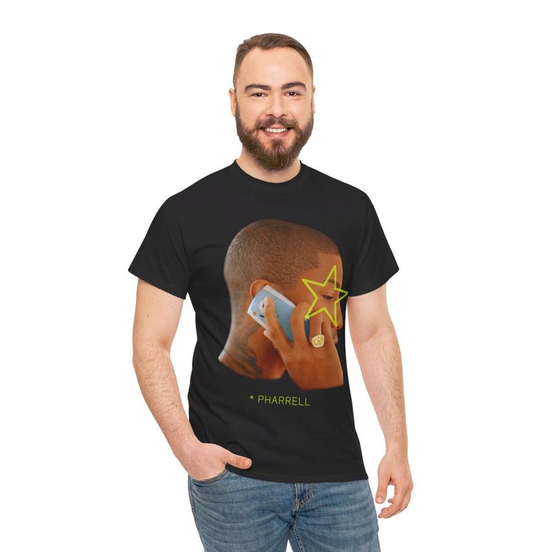 Pharrell Inspired Ã¢â‚¬Å“MegaStarÃ¢â‚¬Â Graphic Tee Casual Classic Cotton Menswear Retro Shirt T-Shirt Vintage Comfy
