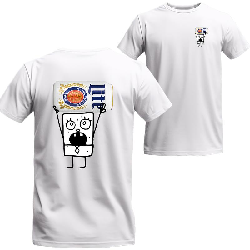 Doodlebob Miler Lite Unisex 2 Sides T-Shirt, Miler Lite Short Sleeve Tee, Unisex Shirt, Beer Shirt Menswear Top