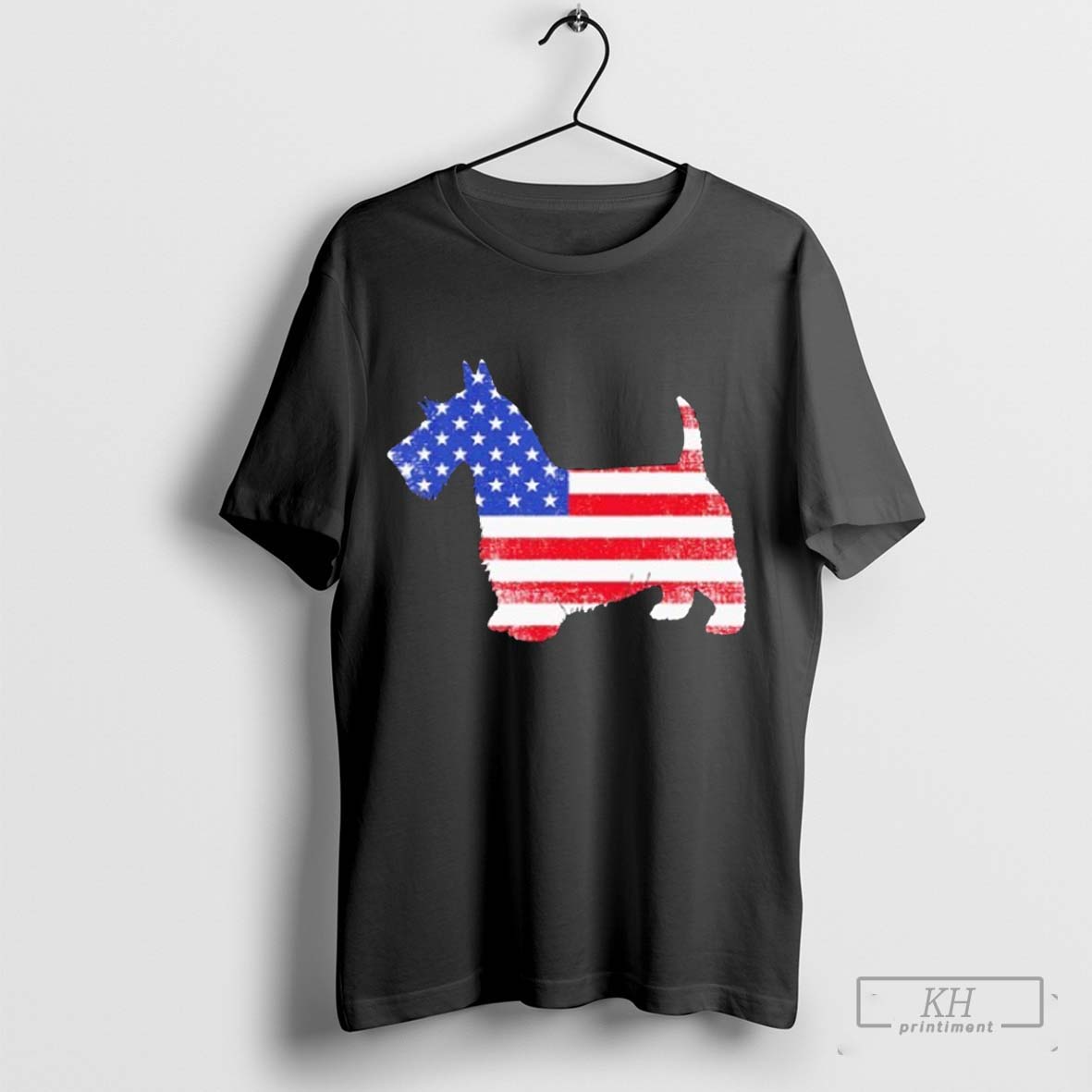 Scottish Terrier Dog Dad Mom Silhouette American Flag T Shirt