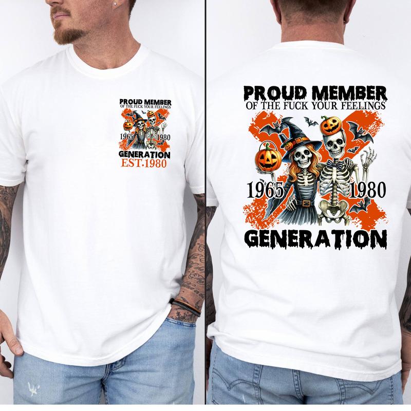 Gen X Halloween Member Shirt: Custom Year 1980, FAFO Two Side, Raised On Hose Water Humor Tee
