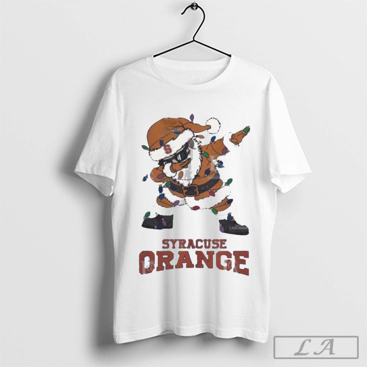 Syracuse Orange NCAA Dabbing Santa Claus Ugly Christmas Light 2024 t-shirt