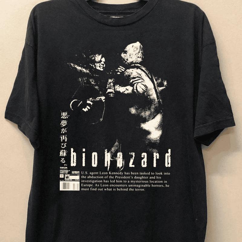 Resident Evil Gaming Shirt, Leon S Kennedy Vintage T-Shirt,, Unisex Cotton Graphic Shirt