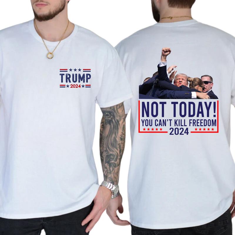 2-Side Trumpppp Shooting Shirt Trummpp Rally Shooting Shirt, Trum Bulletproof 2024, Funny Tee, Gift For Men, Casual Menswear, Classic Cotton Top, Soft
