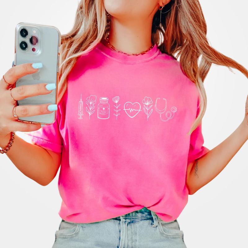 Nurse Life Shirt, Medical Shirt for Women, RN Shirt, Nurse Week Shirt Gifts, Floral Nurse Shirt, New Nurse Gift, Flower Nurse Student Shirt, Gift For Registered Nurse, Nurse Appreciation Gift, Nurse Pattern Flower Tee, Oversized Graphic Tee, Women Top