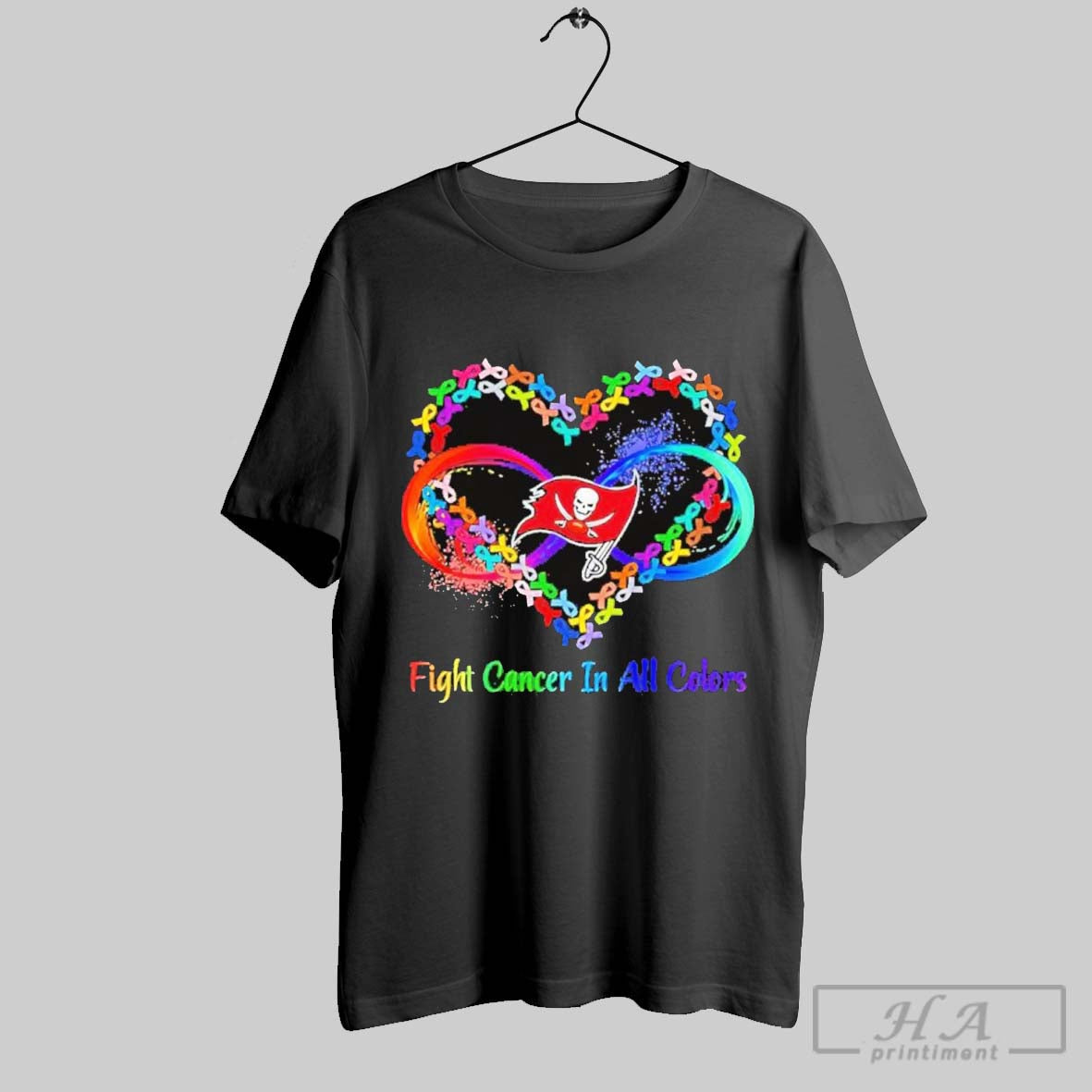 Tampa Bay Buccaneers Heart Fight Cancer In All Colors T Shirt