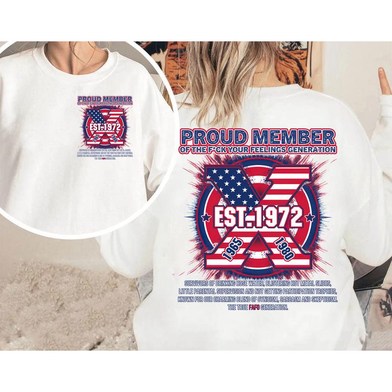 Custom Year FAFO Proud Member Gen X 2 Side T-shirt, 1965-1980 Hose Water Metal Gen X Shirt, Proud Member Flag Generation Shirt