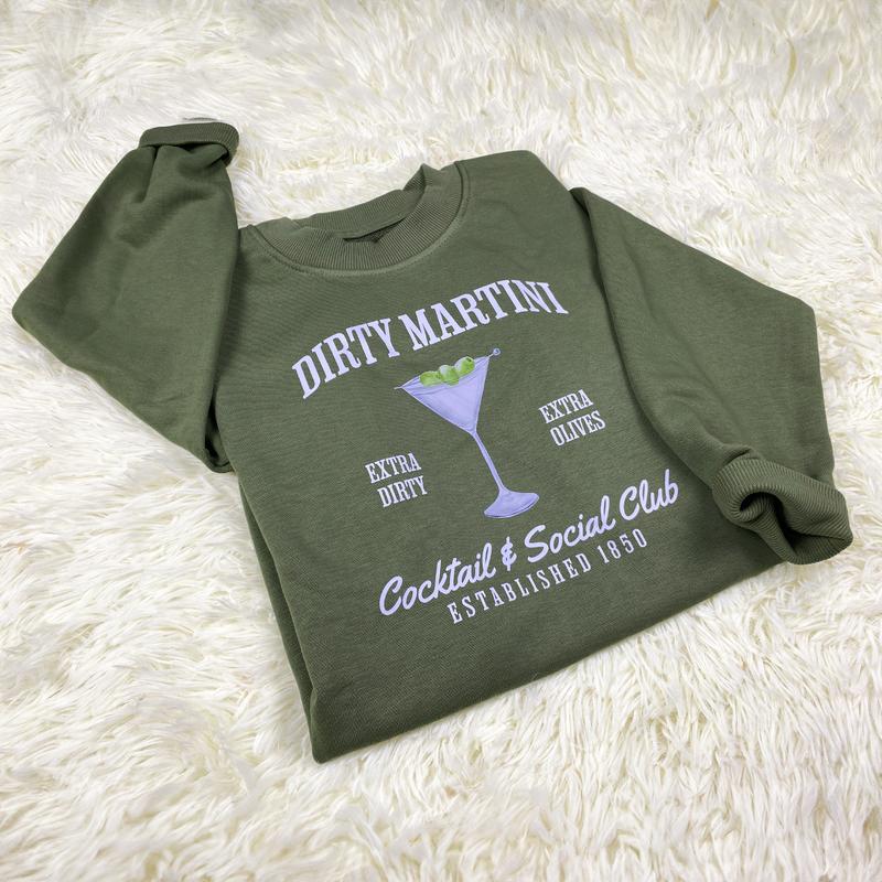 Dirty Martini Sweatshirt, Retro Cocktail and Social Club Sweatshirt, Girls Club Crewneck