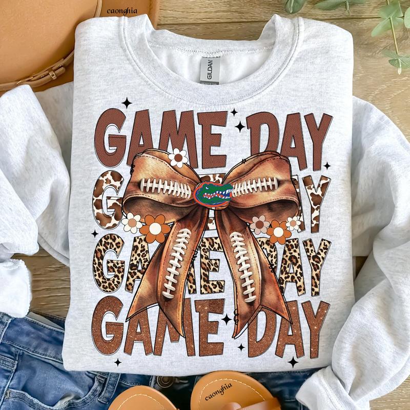 Vintage Florida Gators Football Coquette Bow Game Day Shirt, Gameday Women's Sweatshirt Cotton Fit Top Womenswear