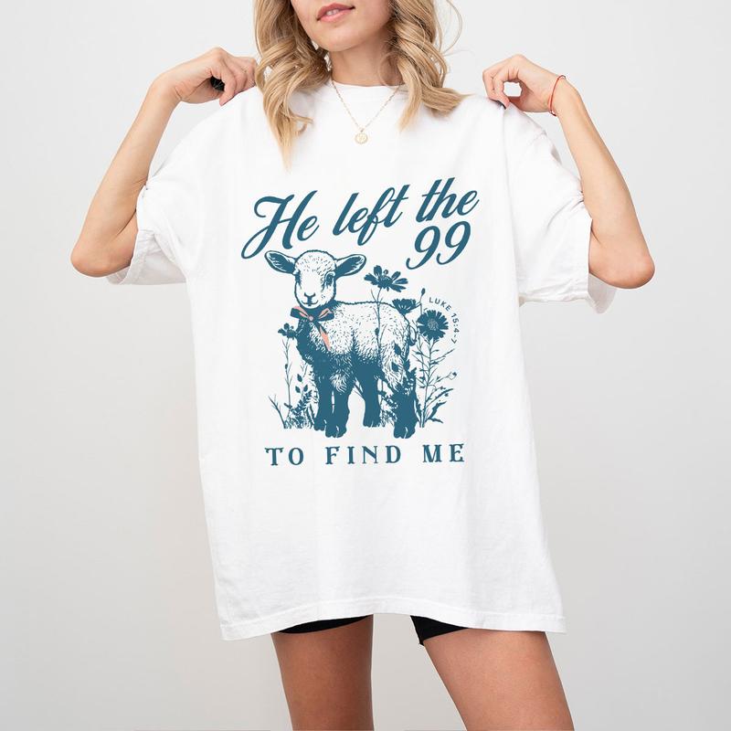 He left the 99 T-shirt, Lost Sheep Shirt, Faith Based Clothes, Minimalist Christian Shirt, Jesus Tee Gospel T-Shirt, Shirt For Women, Women T-shirt, Christian Gifts, Jesus Clothes, Women Tops, Faith Based Shirts Breathable Casual Comfort Comfortable Lady