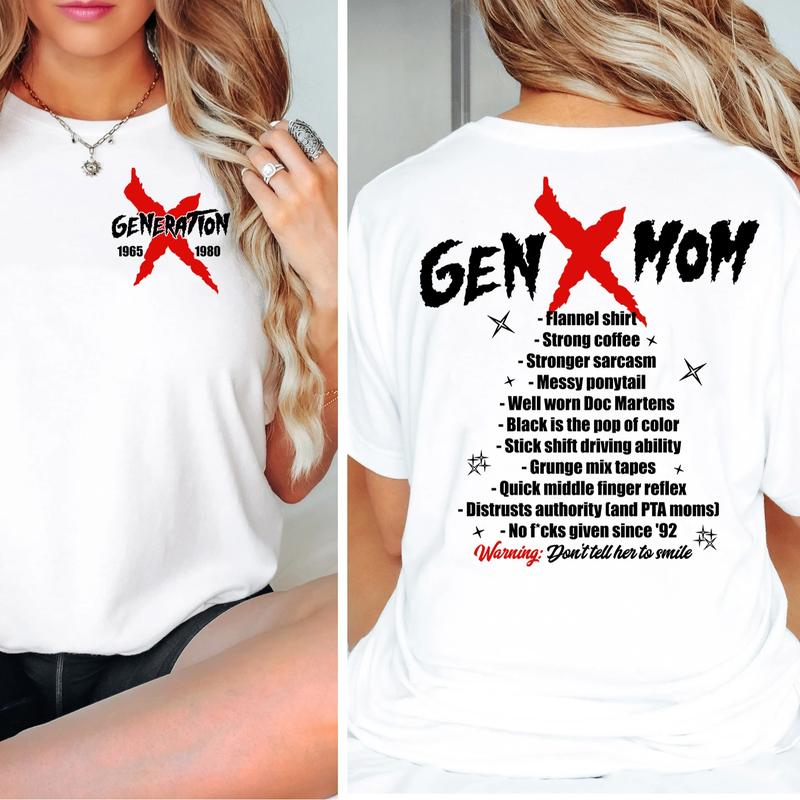Gen X Mom Shirt: Raised On Hose Water, Generation X FAFO Two Side Tee for Proud Gen X Moms