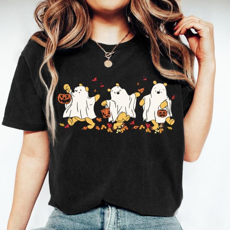 Retro Pooh Ghost Halloween Shirt, Winnie The Pooh Halloween Shirt, Spooky Season Shirt, Pooh Shirt, Cute Fall Shirt, Halloween Women's Shirt, Unisex T