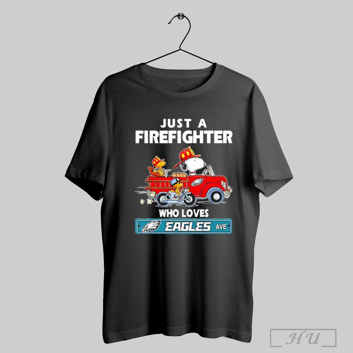 Snoopy Just A Firefighter Who Loves Philadelphia Eagles Logo T Shirt Sweatshirt