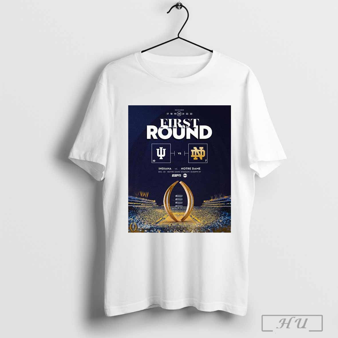Poster Indiana Hoosiers Vs Notre Dame Fighting Irish December 20 First Round Notre Dame Stadium T Shirt
