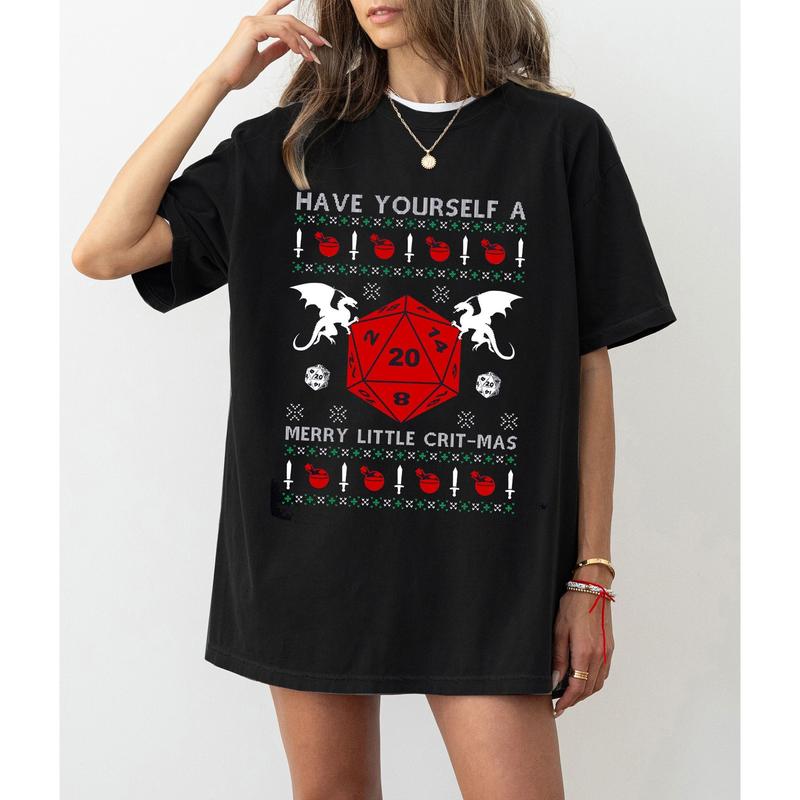 Dungeon Dragons Christmas Sweatshirt, Dungeon Dragons Dnd T Shirt, Merry Christmas Sweater, Christmas Gift for Gamer, Holiday Video Games Shirt