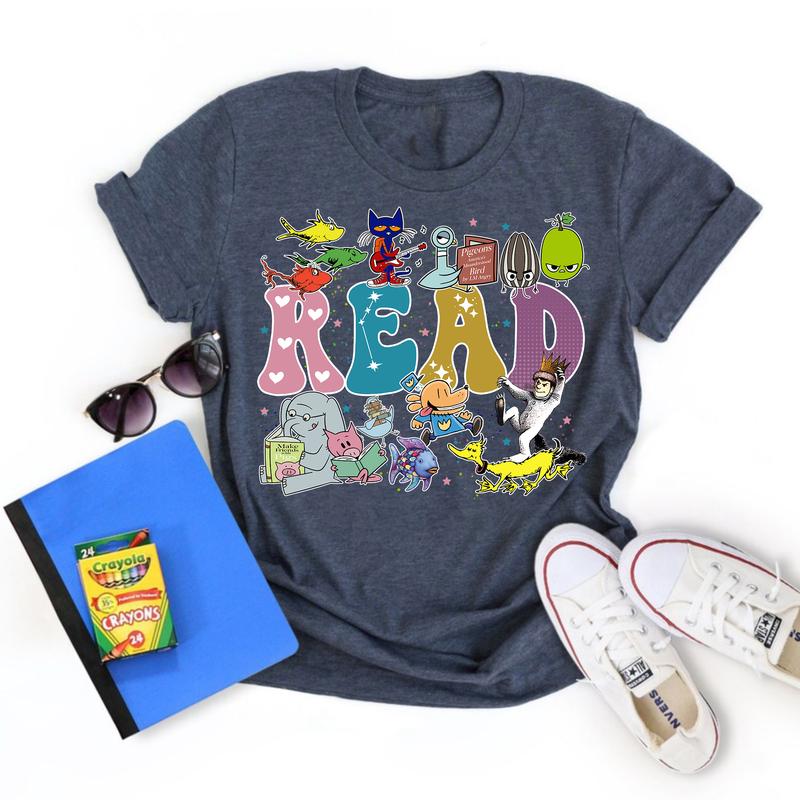 Read Children's Books Teacher Gift For Book Lover, Gift For Bookish, School Librarian Shirt,  Elephant And Piggie Shirt, Mo Willems Teacher Shirt, Tea