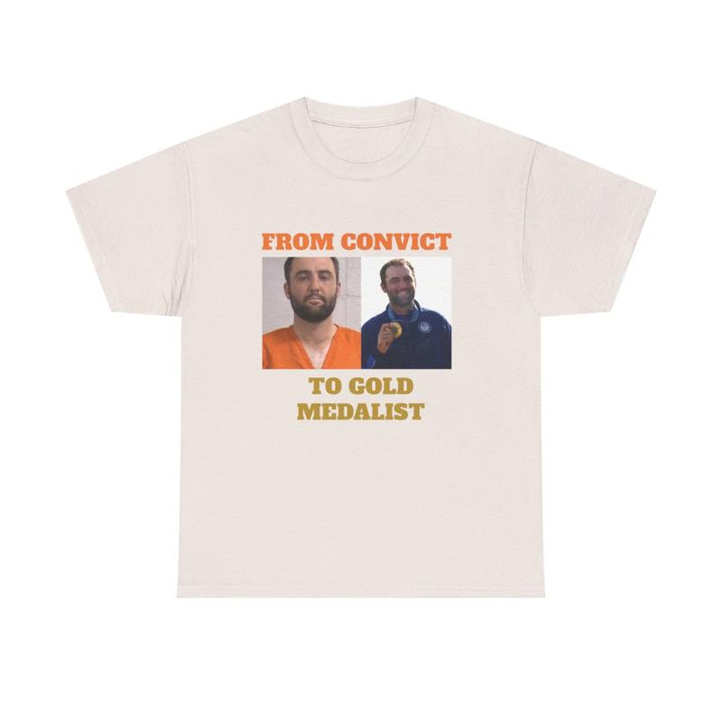 Scottie Scheffler From Convict to Gold Medalist Heavy Cotton Tee - Golf - PGA - Olympic Medal - Golf Shirt - Funny Golf Shirt