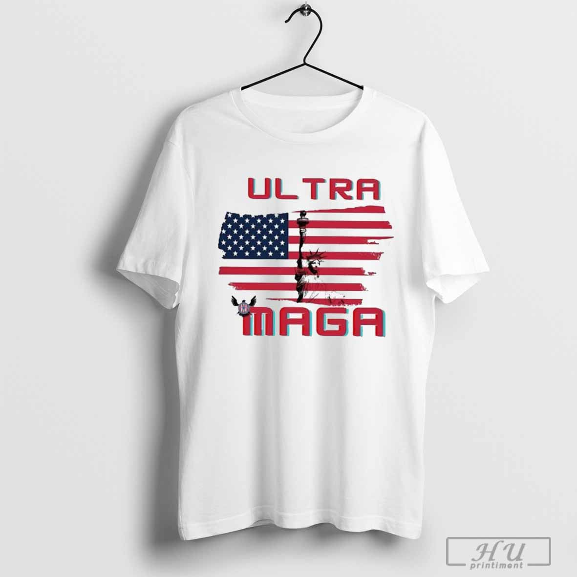 Proud Ultra Maga Flag With American Eagle And Statue Of Liberty Sticker T-Shirt