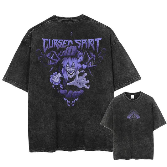 Retro Cursed Spirits Jujutsu Kaisen Anime Vintage Oversized Washed Tee Unisex Mineral Anime Manga Washed Heavy Cotton T-shirt, Gift For Anime Fan, Ani
