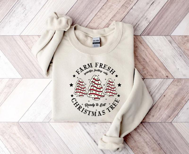 Farm Fresh Christmas Tree SweatshirtShirtHoodie, Retro Crewneck, Gift For Girlfriend, Cotton, Print Tee