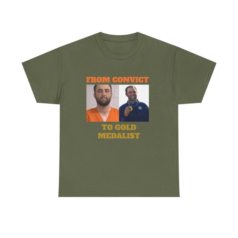 Scottie Scheffler From Convict to Gold Medalist Heavy Cotton Tee - Golf - PGA - Olympic Medal - Golf Shirt - Funny Golf Shirt