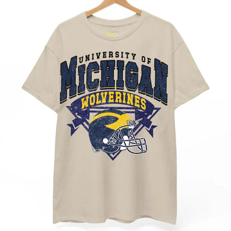 Michigan Wolverines Vintage NCAA Sweatshirt, Unisex Wolverines Football Shirt, Classic Michigan Sport Hoodie, Football Fans Gift, T-Shirt, Hoodie
