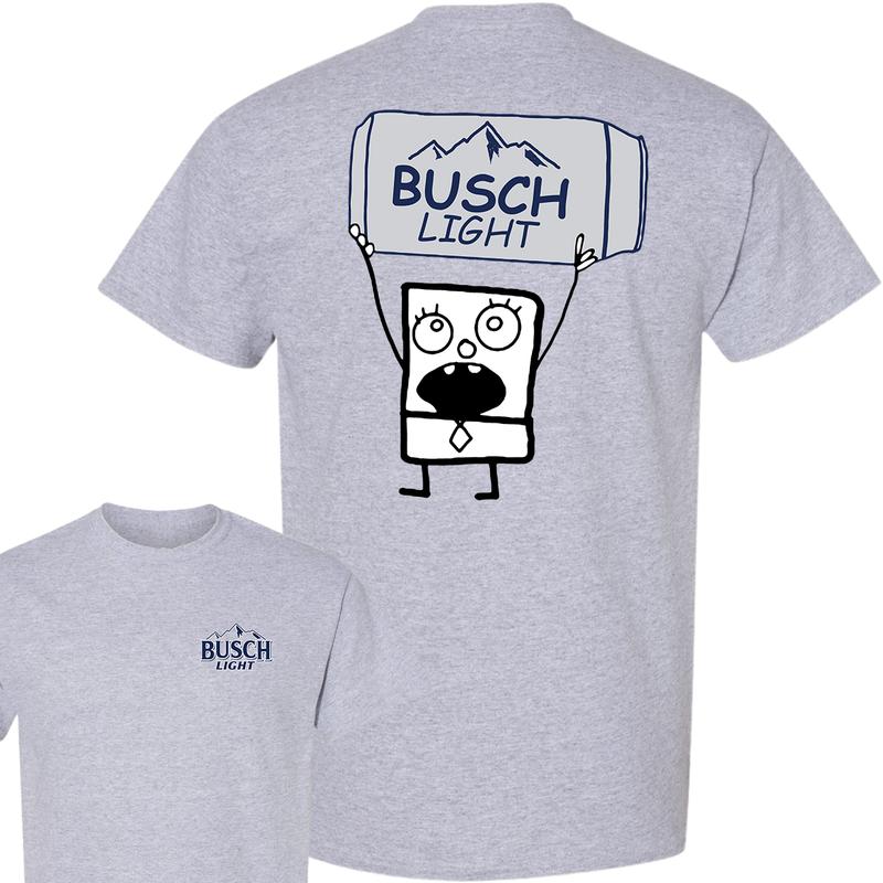 Busch Light Beer Doodlebob T-shirt, Doodlebob Shirt, Busch Light Beer Shirt, Double Sided Graphic Printed Unisex Classic Comfort Cotton T-Shirts in al