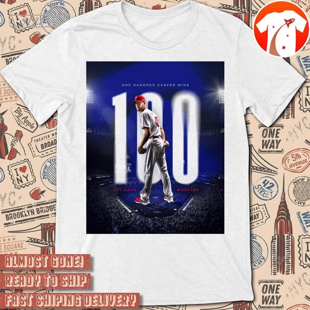 Poster Zack Wheeler #45 Philadelphia Phillies One Hundred Career Wins T-shirt