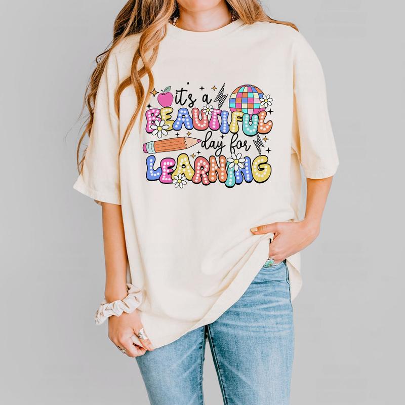 It's A Beautiful Day For Learning Shirt, Teacher Comfort Shirt, Teacher Appreciation Gift, Teacher Life Shirt, Retro Teacher Shirt, First Day Of Schoo