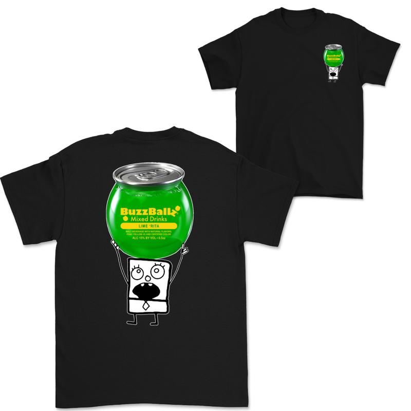 Doodlebob Buzzball 2 Sided T-Shirt, Funny Drinking T-Shirt, Summer T-Shirt, Full Color T-Shirt, Unisex T-Shirt, For Men, For Women, Gift For All Mensw