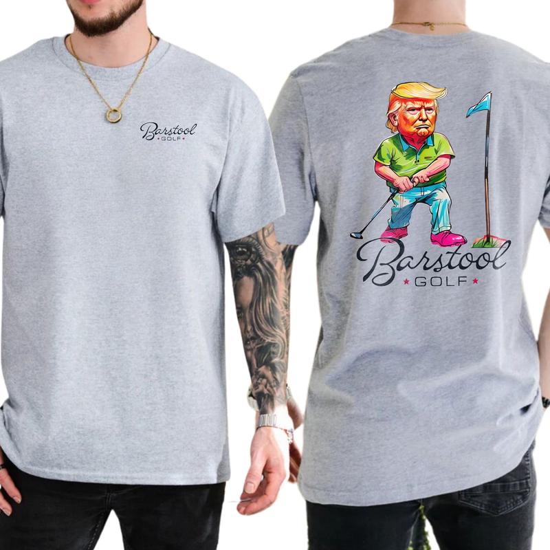 Funny Trump Golf 2-Sided Shirt, Men's Golfing Tee, 45 47 Trump T-shirt, MAGA Republican Tshirt, Unisex Golfer Tops, Classic Cotton Casual Menswear