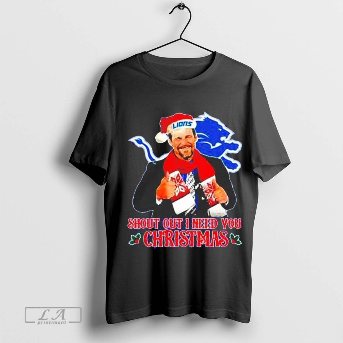 Shout Out I Need You Christmas Coach Detroit Lions Dan Campbell Ladies Boyfriend Shirt