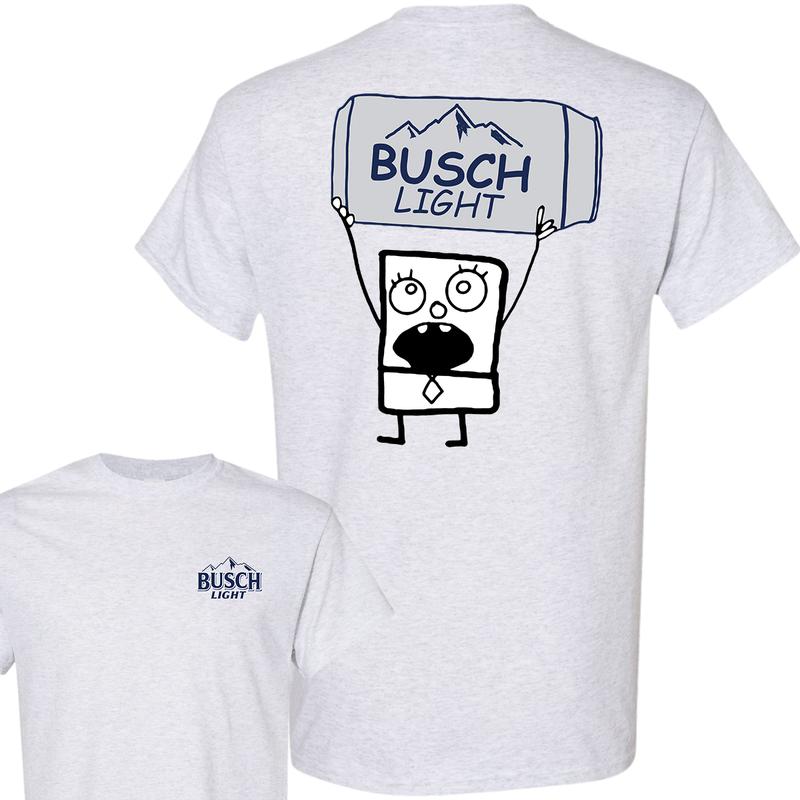 Busch Light Beer Doodlebob T-shirt, Doodlebob Shirt, Busch Light Beer Shirt, Double Sided Graphic Printed Unisex Classic Comfort Cotton T-Shirts in al