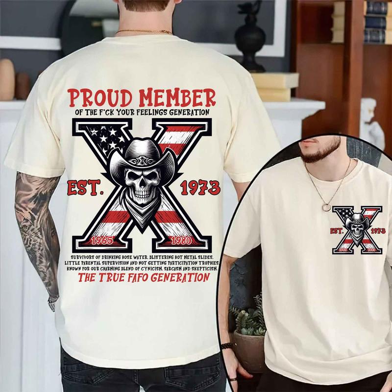 Custom Year Est.1973 GenX Shirt, GenX Skull 2 Side T-shirt, Vintage 90s GenX 1965-1980 Shirt