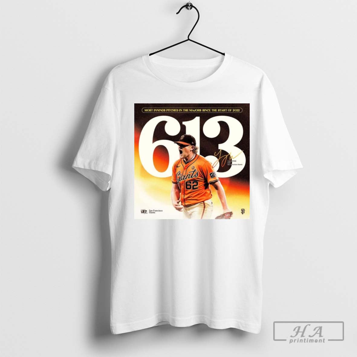 Poster San Francisco Giants Logan Webb Most Innings Pitched In The Majors Since The Start Of 2022 613 Rhp Signature T Shirt