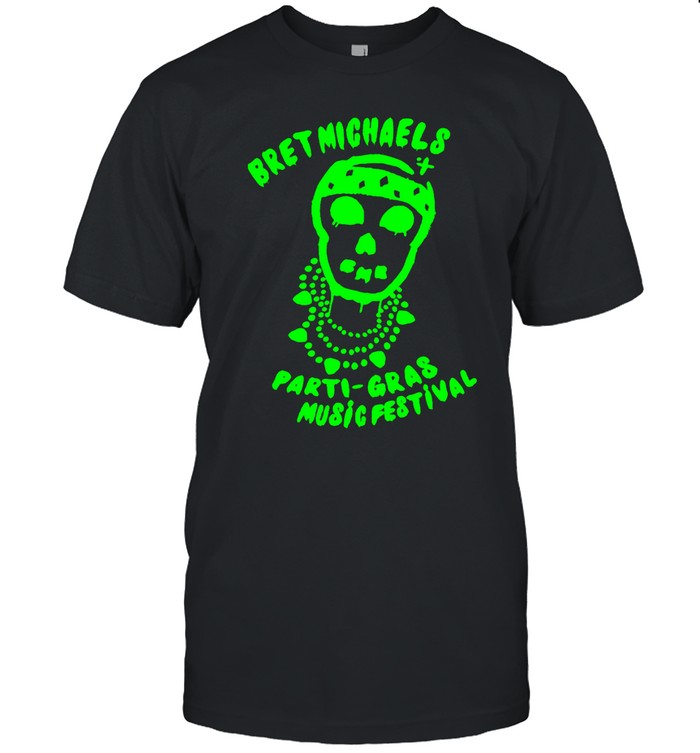 Glow In The Dark Bret Michaels Parti-Gras Festival Skull T-Shirt