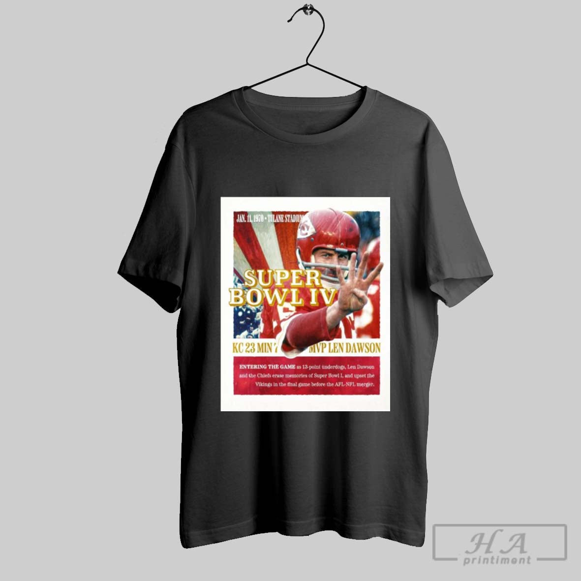 Poster Kansas City Chiefs Mvp Len Dawson Entering The Game As 13 Point Underdogs Jan 11 1970 Tulane Stadium T Shirt