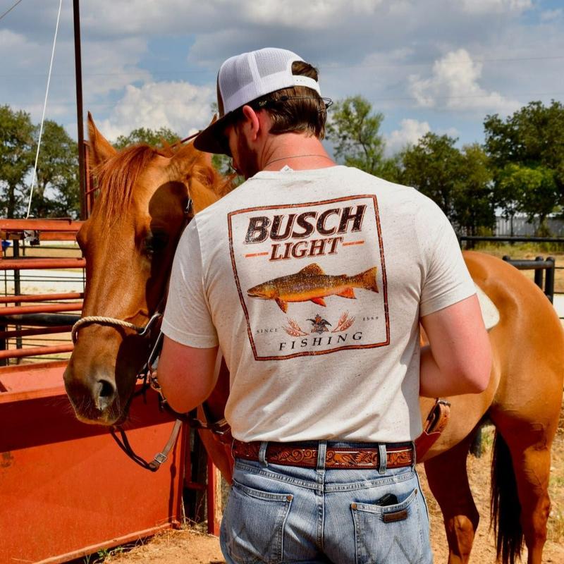 Busch Light Beer , BUSCH LIGHT FISHING TROUT T-SHIRT,  Casual Graphic Round Neck T-shirt for Summer, Fashion Top for Daily Wear