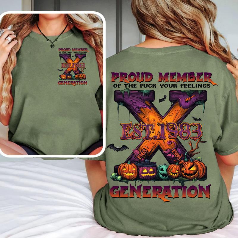 Custom Est.Year 1965-1980 Generation 2 Side Shirt, GenX T-shirt, Halloween Proud Member The Generation X Shirt, Halloween Shirt
