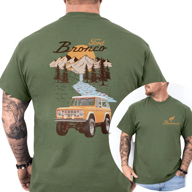 Ford Bronco T-Shirt The Vintage Car National Park 2 Sided T-Shirt, Independence Day Tee, Gift For Men, Love, Athletic, Casual Drinking Shirt