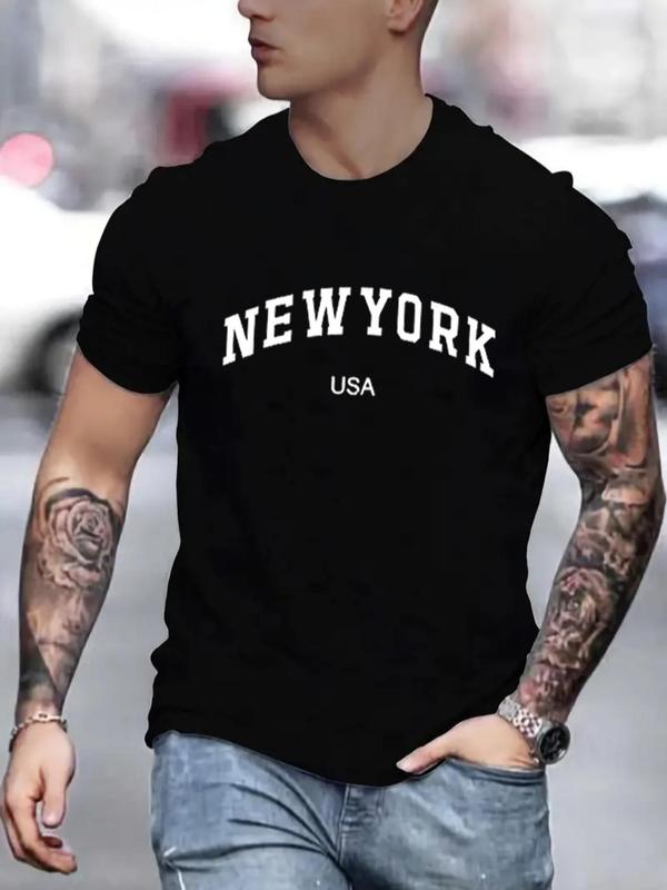 Men's Summer Clothes,Ã‚Â Casual Letter Print Round Neck Short Sleeve GraphicÃ‚Â Tee, Regular Fit Crew Neck T-Shirt for Daily Wear, Fashion Men Clothes for S