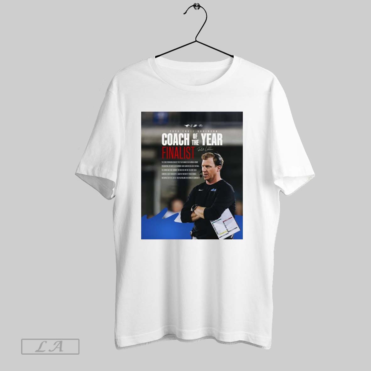 Smu Mustangs Rhett Lashlee 2024 Eddie Robinson Coach Of The Year Finalist Signature Poster T Shirt