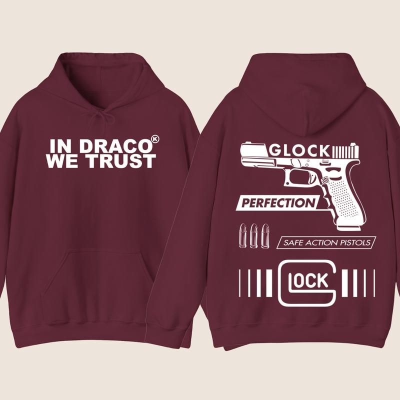 IN DRACO WE TRUST Hoodie - Full Color & Black & White Design - Men's & Women's Classic Fit - Glock Hoodie