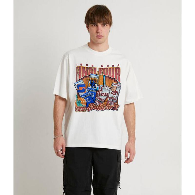 Vintage Final Four Salem NCAA  1996 Kentucky Syracuse UMass Misissippi T-Shirt Cotton Short-sleeve Retro Streetwear Tshirt Menswear Top