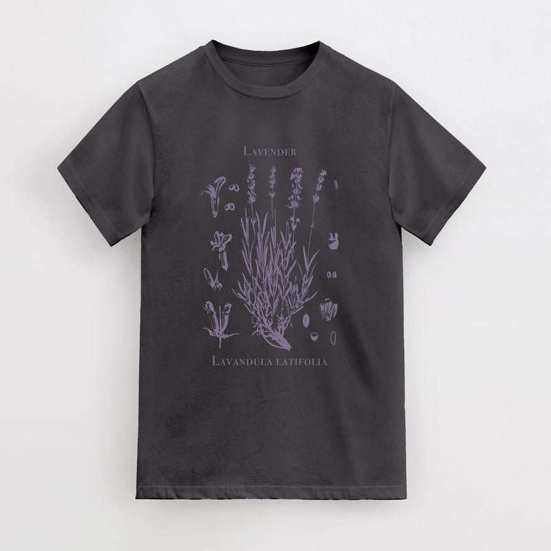 Vintage Lavender 90s Graphic T-Shirt, Retro Lavender Unisex Adult Shirt, Wildflowers Nature Shirt, Botanical Shirt, Relaxed Cotton Shirt