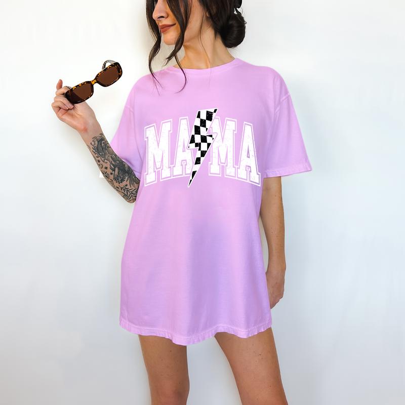 Mama Lightning Bolt - T-Shirt, MAMA Lettering Shirt, Bright Graphic, Funny Apparel, Gift Idea, Relaxed Fit, Casual Apparel, Cute Top, Great with Jeans