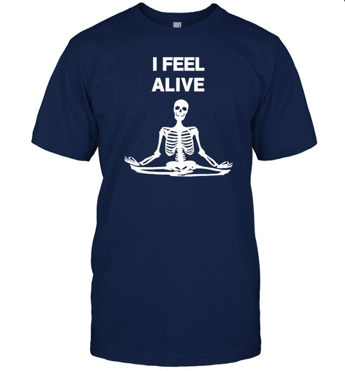 i feel alive skeleton yoga shirt