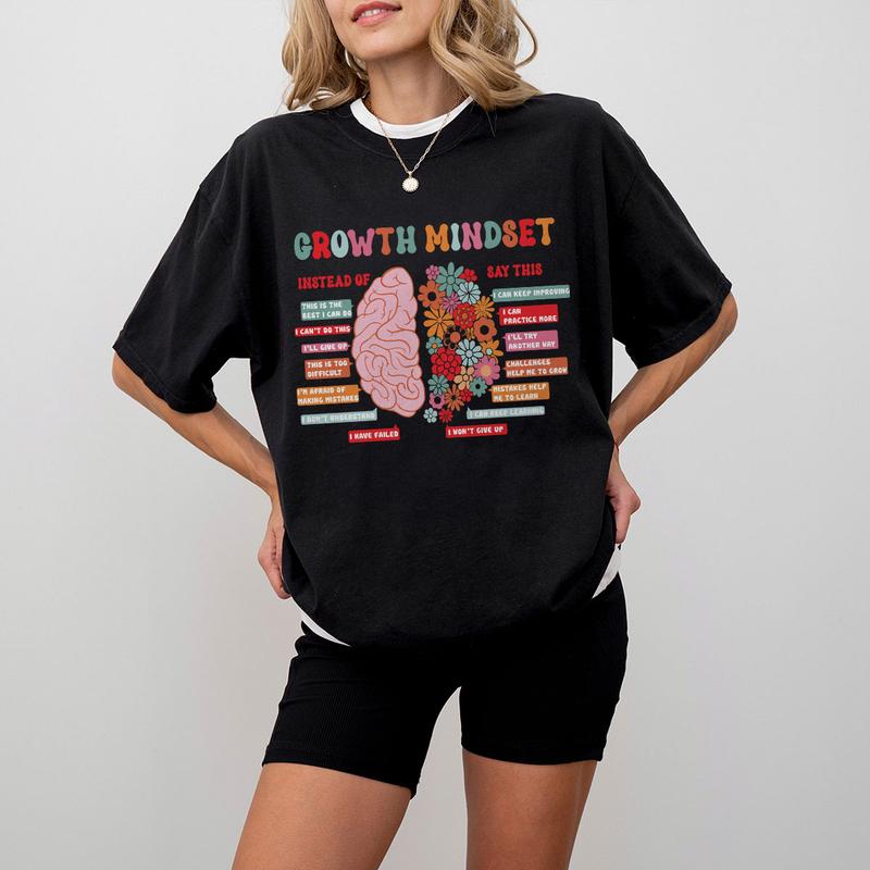 Growth Mindset Flower Brain Tshirt, Psychology Therapy Teacher Shirt, Back to School Shirt, Comfort Shirt for Teacher, Mental Health Retro TShirt For Teacher, Appreciation Gift For Teacher, Inspirational Shirt, Gift For Teacher TShirt, Women Top