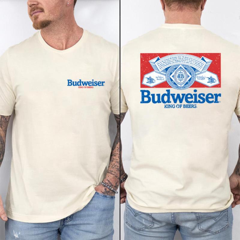 Budweiser beer retro logo and design t-shirt, high-quality material, fashion forward