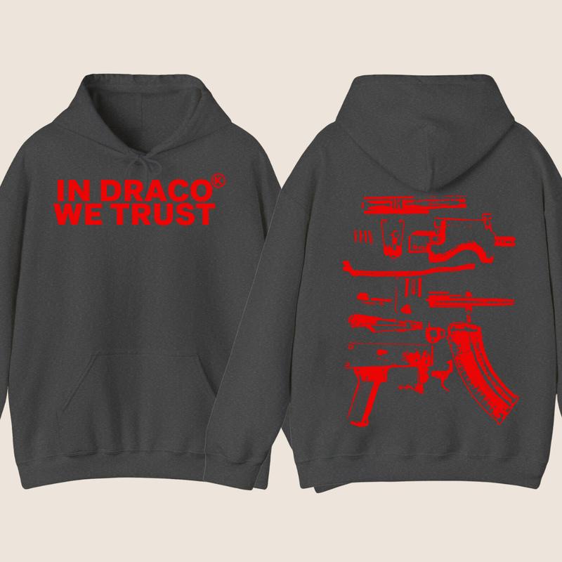 IN DRACO WE TRUST HOODIE , Design Color Red - Full Color , Double Side ,Menswear & Womenswear sweaters - Hoodie