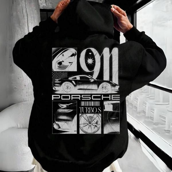 Classic Porsche 911 Turbo S Hoodie, Unisex, Menswear, Street Racing Shirt, Car Hoodie, Boyfriend Gift Cotton Embroidered